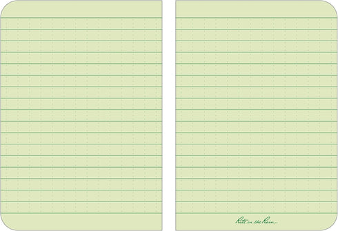 Rite in the Rain Weatherproof Soft Cover Pocket Notebook, 3.5" x 5", Green Cover, Universal Pattern (No. 954)