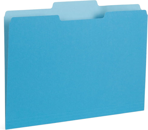 Blue Summit File Folders, Letter Size, Two-Tone Ocean Colors, 1/3 Tab - 100 Pack