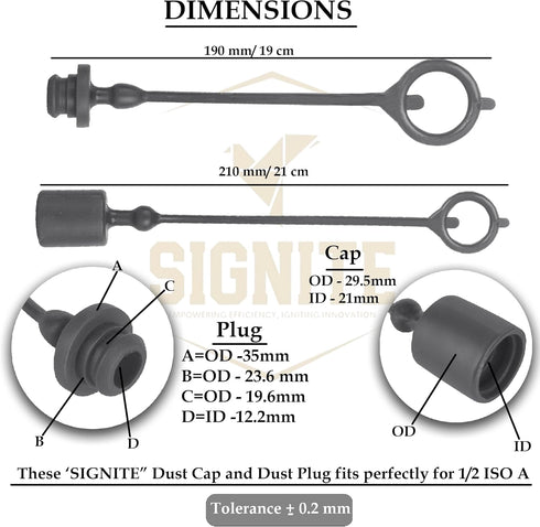 2 Set,1/2 Tractor Hydraulic Coupler Male Dust Cap and Female Plug Cover,ISO A Hydraulic Quick Disconnects Port Plug Fittings By Signite (Black) by SIGNITE