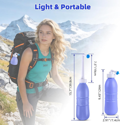 Nozzle -21.8oz(620ml) Hibbent Portable Bidet Sprayer and Travel Bidet with Hand Held Bidet Bottle for Personal