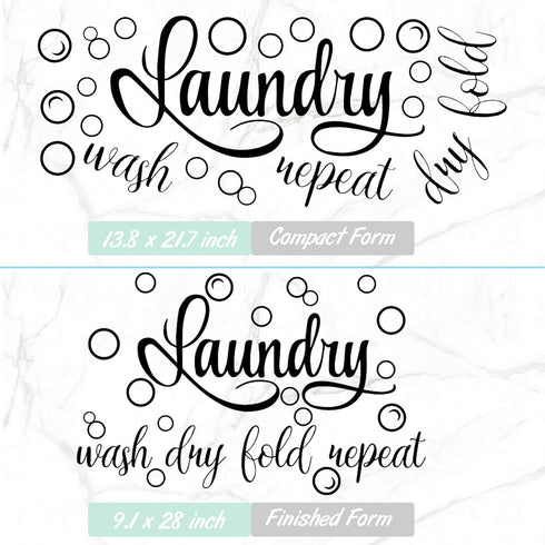Zonon Laundry Room Sign Decals Decor Bubble Quote Stickers for Bathroom Home Decorations, Wash Dry Fold Repeat (13.8 x
