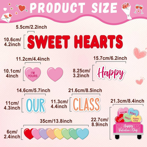 Valentine's Day Heart Paper Cutouts Bulk with Borders: Classroom Decorations for Craft Projects, School Party Decor