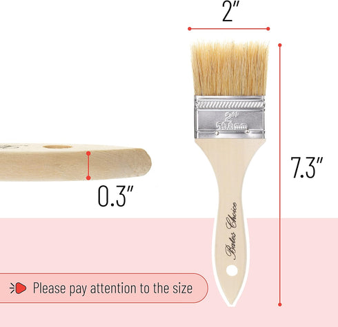 Bates Chip Paint Brushes, 2 Inch, 9 Pack, Natural Bristle Paint Brushes for Painting and Staining