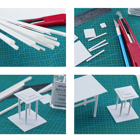 10Pcs White Plastic Rods, Round Solid Bar DIY Model Material ABS Round Stick for DIY Sand Table Model, Length 250mm,