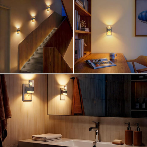 FLMAQE 2 Pack, Dimmable, 0-100 3000K, LED Night Light Dusk to Dawn Sensor, LM Adjustable Brightness, Wall Mounted