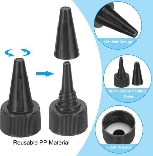 PATIKIL 30Pcs Plastic Twist Bottle Caps 24/410, Ribbed Edge Squeeze Replacement Caps with Foam Gasket for Glue, Paint,