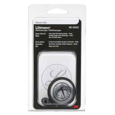 3M Littmann Stethoscope Spare Parts Kit – Black, Compatible with Classic II S.E., Includes Eartips, Diaphragm & Bell
