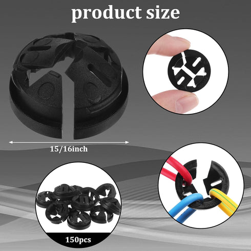 150 Pieces 3/8-1/2 Inch Non-Metallic Button Push-in Cable Connector, Plastic Cable Connector Electrical Conduit Fittings, Fits 1/2-Inch Knock Outs, Used for Junction Box Connections (Black)