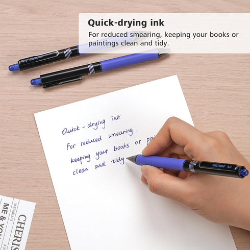 WRITECH Retractable Gel Ink Pens, Blue-Ink 0.7mm Medium Point, Smooth Writing, Quick-Dry, Set of 8