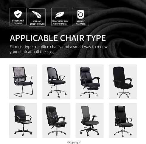 Stretch Computer Office Chair Cover with Durable Zipper, Universal Washable Removable Spandex Slipcovers for Dogs,