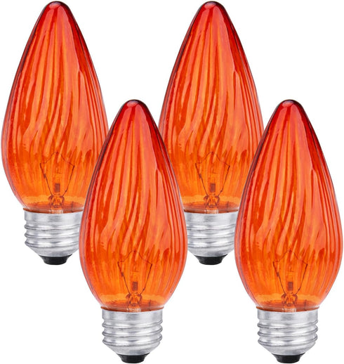 LikeLion 4 Pack 25W Amber Flame Tip Chandelier Bulbs, Decorative Glass, 120 Lumens