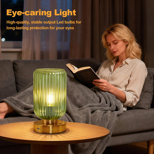 7500mAh Dimmable Bulb LightRound Cordless Table Lamp for Bedroom, Rechargeable Battery Operated Lamp, Modern Touch