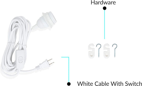 15 Bulbs Set Wallniture Fiore Feet Hanging Lantern Cord with On Off Switch, Room Decor for Pendant Light White Socket