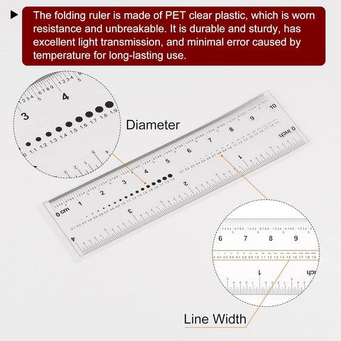 Film Flexible Ruler, 4 Inch, 0.1mm Scale, Transparent PET Plastic Folding Straight Ruler Measuring Tool for Factory