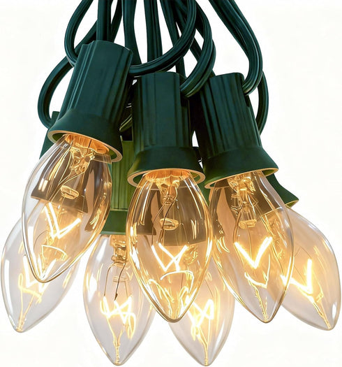 C7 Clear Christmas Lights 25FT, C7 Outdoor Patio String Lights with 27