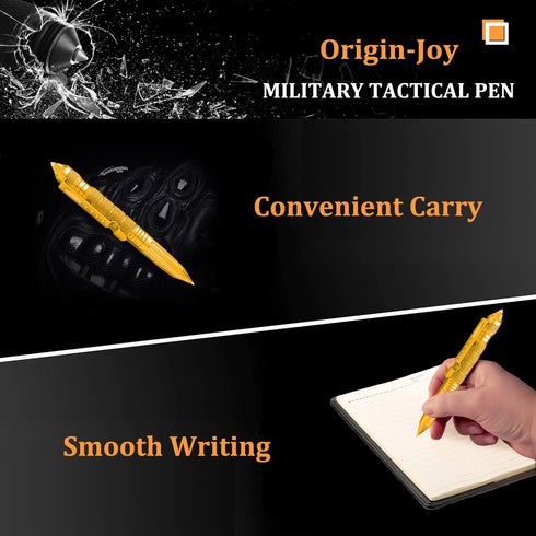 Gift Boxed Tactical Pen, Tungsten Steel Military Self Defense Tool with 8 Refills (Gold)
