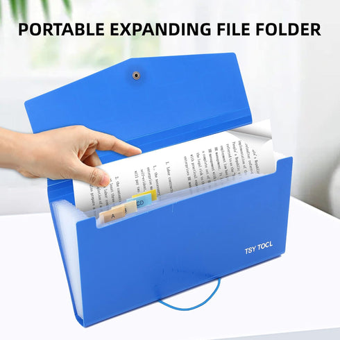 Pack of 4 Expandable File Folder - 10"x5.5" Portable Accordion Document Pocket, Office Desk Organizer with 13 Pockets,