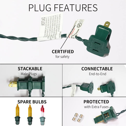 100LIGHTS Yellow Extra-Bright Christmas Decorative Lights, 5.98m UL Certified Mini String Light Set for Home Garden