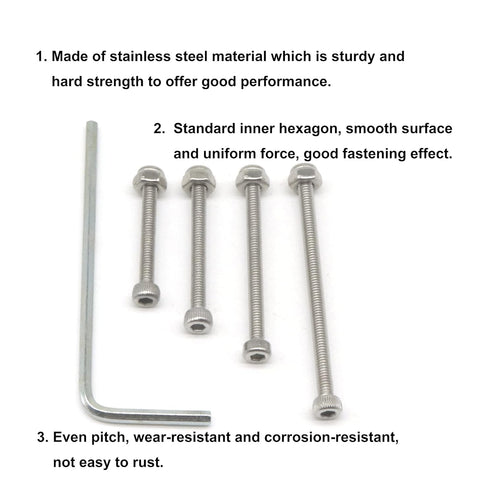 binifiMux 160pcs M2.5 Hex Socket Cap Screws, Self Locking Nuts Assortment Kit with Wrench, Silver 304 Stainless Steel
