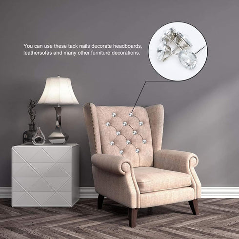 ZAYI 20mm Diamond Crystal Upholstery Nails Buttons Tacks for Sofa Headboard Furniture Decor, 20pcs