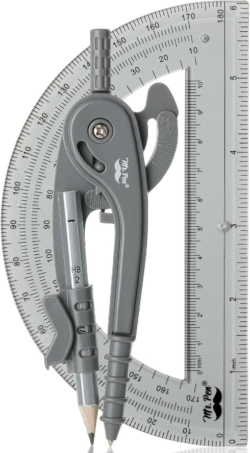 Mr. Pen- Geometry Compass and Protractor Set, 6 Inch Compass, 6 Inch