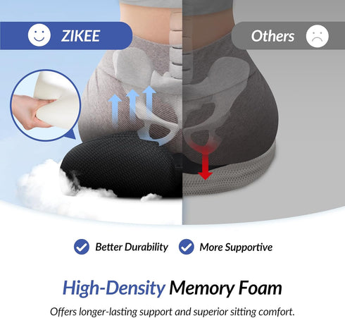 Tailbone ZIKEE Ergonomic Seat Cushion with Thigh Slope for Long Sitting, Memory Foam Office Chair Cushion for Car