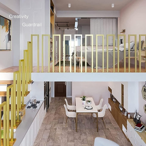 Generic 1.3ft-3.2ft 40cm) Stair Handrail - U-Shaped Iron Stairway Guardrails, Gold, Non-Slip Hand Rails, for Elderly