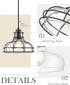 8.7", Industrial Pendant Lights Kitchen Island Black Hanging Light Fixtures with Clear Glass and Metal Cage, Farmhouse