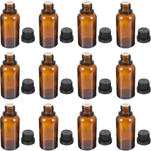 Uonlytech Glass Bottles 12Pcs Essential Oil Bottles, 20ml Bottle with Orifice Reducer Refillable Liquid Dispenser for Oil Blends Perfumes Lab Chemicals Glass Containers by Uonlytech