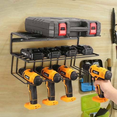 YueTong Power Tool Organizer for Tool Storage, Heavy Duty Wall Mount Rack with Shelf for Garage Organization (2 Pack)
