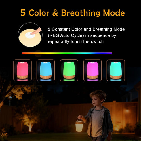 256 Dimmable ELITUN Bedside Baby Night Light, Changing RGB Colors Rechargeable Night Light for Kids, Small Wireless