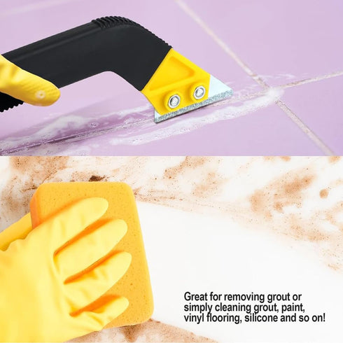 Grout Removal Tool - Angled Design Grout Hand Saw with 6 Extra Replacement Blades for Tile Cleaning