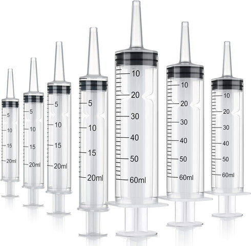 10 Pack Plastic Syringe Liquid Measuring Syringes Without Needle, 20 ML, 60 ML for Epoxy Resin, Craft, Labs