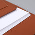 PU Leather Document Holder A4 File Folder with 3 Pockets, Waterproof Stylish Envelope Case with Snap Closure (Brown)