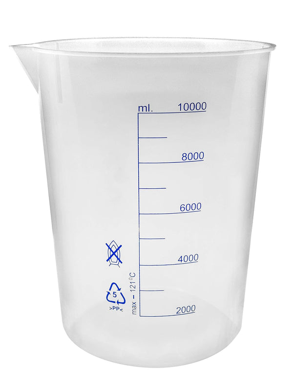 EISCO 10000ml Polypropylene Beaker with Spout and Blue Graduations
