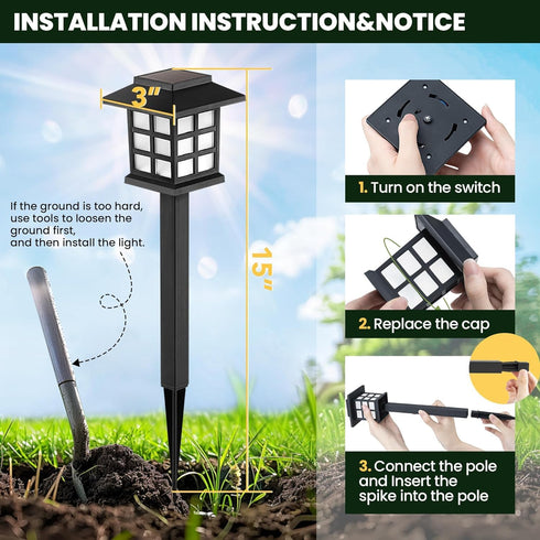 Lights10 Pack 10 GIGALUMI Solar Outdoor LED Solar Lights Outdoor Waterproof, Solar Walkway Lights Maintain Hours