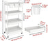4-Tier JIUYOTREE Plastic Rolling Storage Cart Utility Cart with Extra Hanging Cups Handles Lockable Wheels for Living