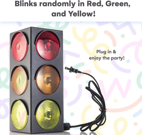 Kicko Traffic Light Prop, 12.25 Inch - Novelty Traffic Light Lamp for Kids, Plug-in Blinking Bedside Lamp