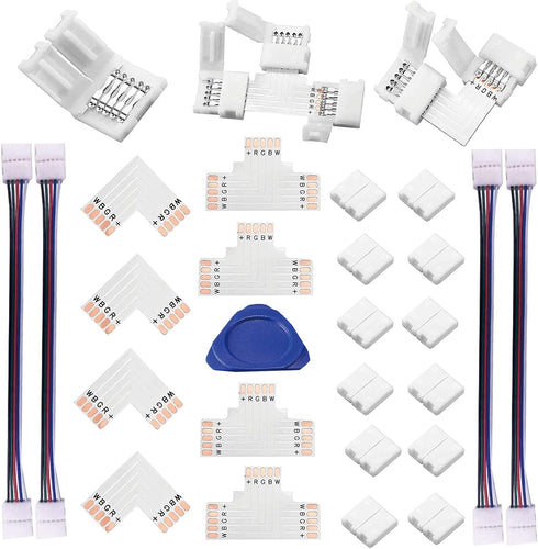 LED Strip Connector Kit, 5 Pin 10mm Includes L Shape and T Shape for 5050 RGBW Led Strip Lights