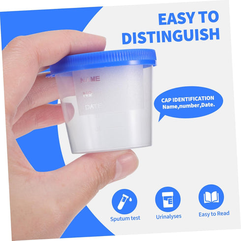 30pcs PRETYZOOM Disposable Sputum Cups Lids Specimen Collection Cups for Pregnancy Tests Lightweight Portable Sterile