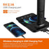 poukaran LED Desk Lamp with Wireless Charger, USB Charging Port, Table Lamp with Clock, Alarm, Date, Temperature, Desk