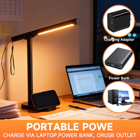 BOKELUNA 2 1 3500-6500K Dimming 5 in LED Desk Lamp - Magnetic Desk Lamp with Phone Holder & USB Charging Port for Home