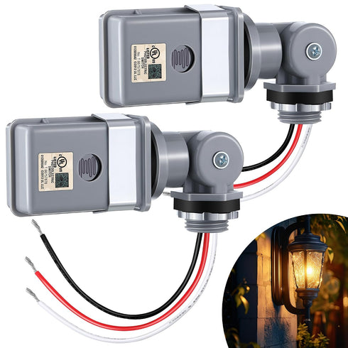 2 Pack Photocell Sensor for Outdoor Lights, 120VAC 50/60 Hz Photocell IP54