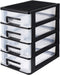SEWACC Plastic Drawers, 4-Layer Small Drawer Organizer, Desktop Organizer with Transparent Drawers, Office Supplies