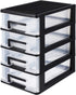 SEWACC Plastic Drawers, 4-Layer Small Drawer Organizer, Desktop Organizer with Transparent Drawers, Office Supplies
