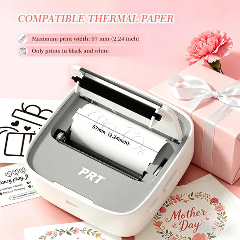 PRT 1 Mini Sticker Printer, Portable Thermal Printer with Roll Sticker Paper, Inkless Sticker Maker, Bluetooth Label