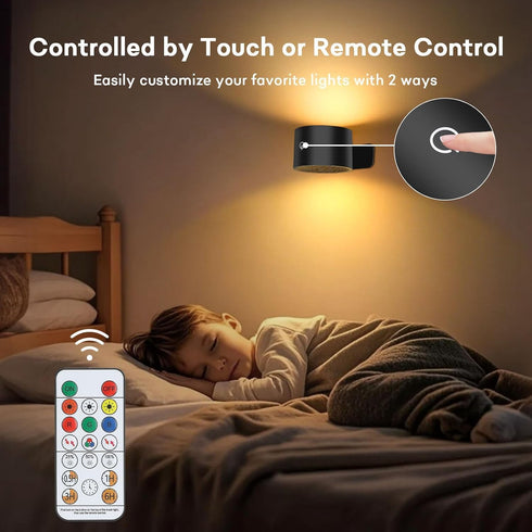 Set 2, 5000mAh 19 Dimmable Lightess Battery Operated Wall Sconce of Rechargeable Wall Sconce with Remote, Colors Wall