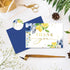 Summer 24 Pack Whaline Blue Lemon Floral Thank You Cards Bulk Watercolor Flower Lemon Thank You Note Card with Stickers