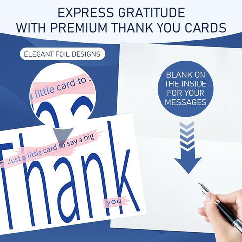 Frelimiu 150 Pack 4x6in Thank You Cards with Envelopes & Stickers Gold Foil Blank Greeting Note Cards Personalizable