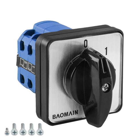 Baomain Cam Changeover Switch, AC 660V 20A, 8 Terminals, 5 Position Rotary Select Switch